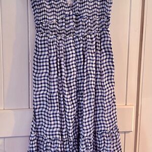 Anthropologie Textured Blue/Black Gingham Dress